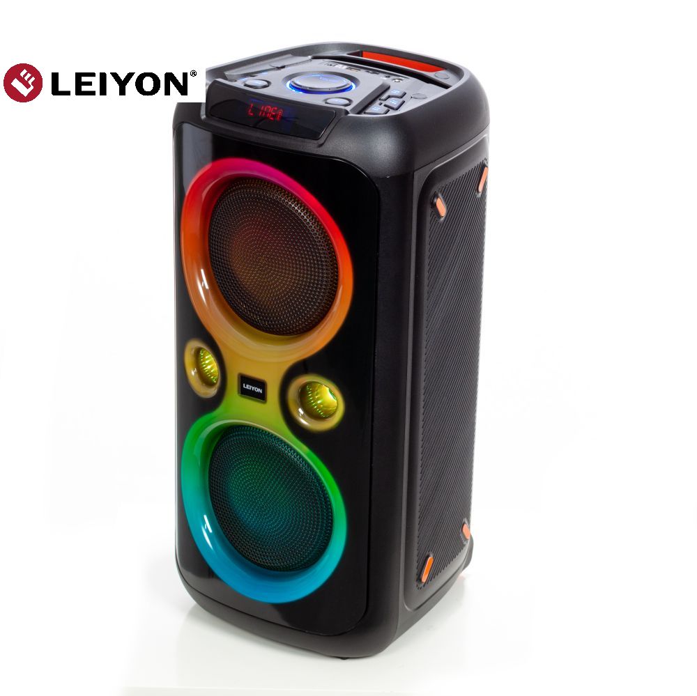 30W Double 8" Bluetooth Speaker 08D01 Magic Ring LED Light Portable Wireless Bluetooth PA Speaker