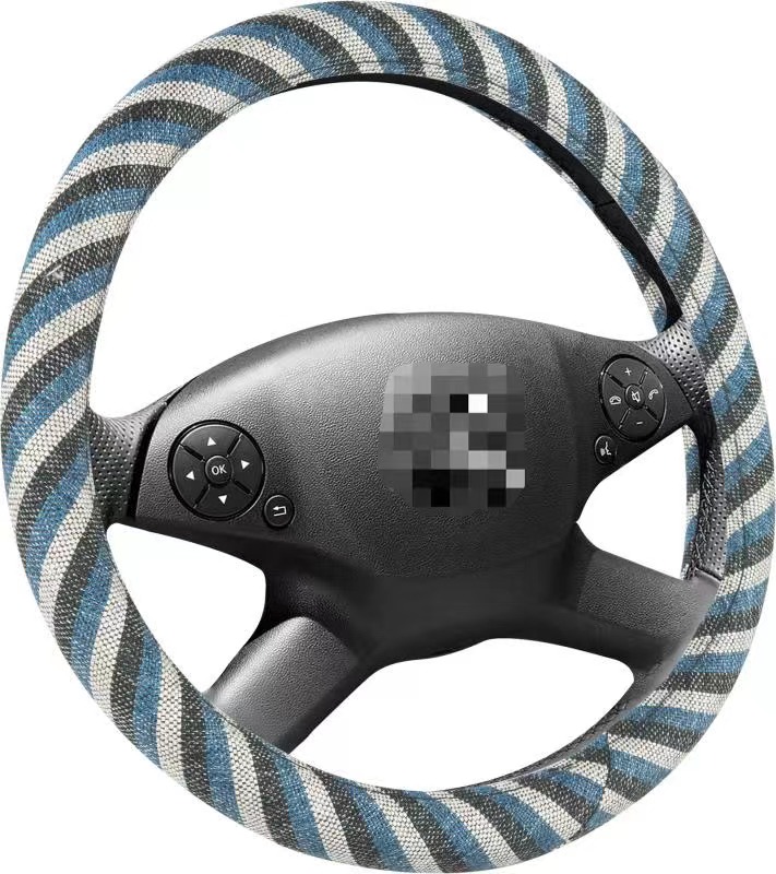 W linen automobile steering wheel cover