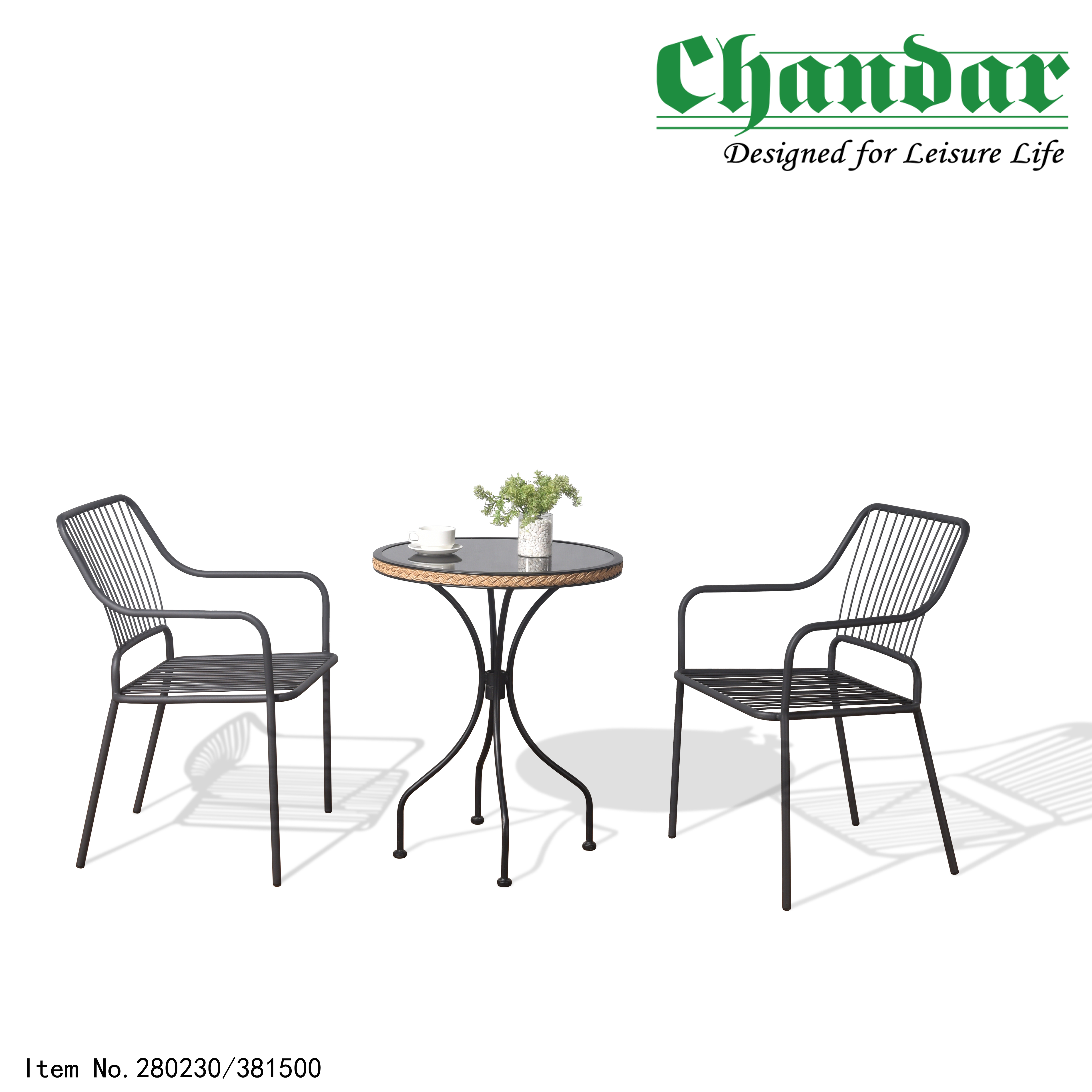 Steel Patio 3pcs Set (Chair & Table)