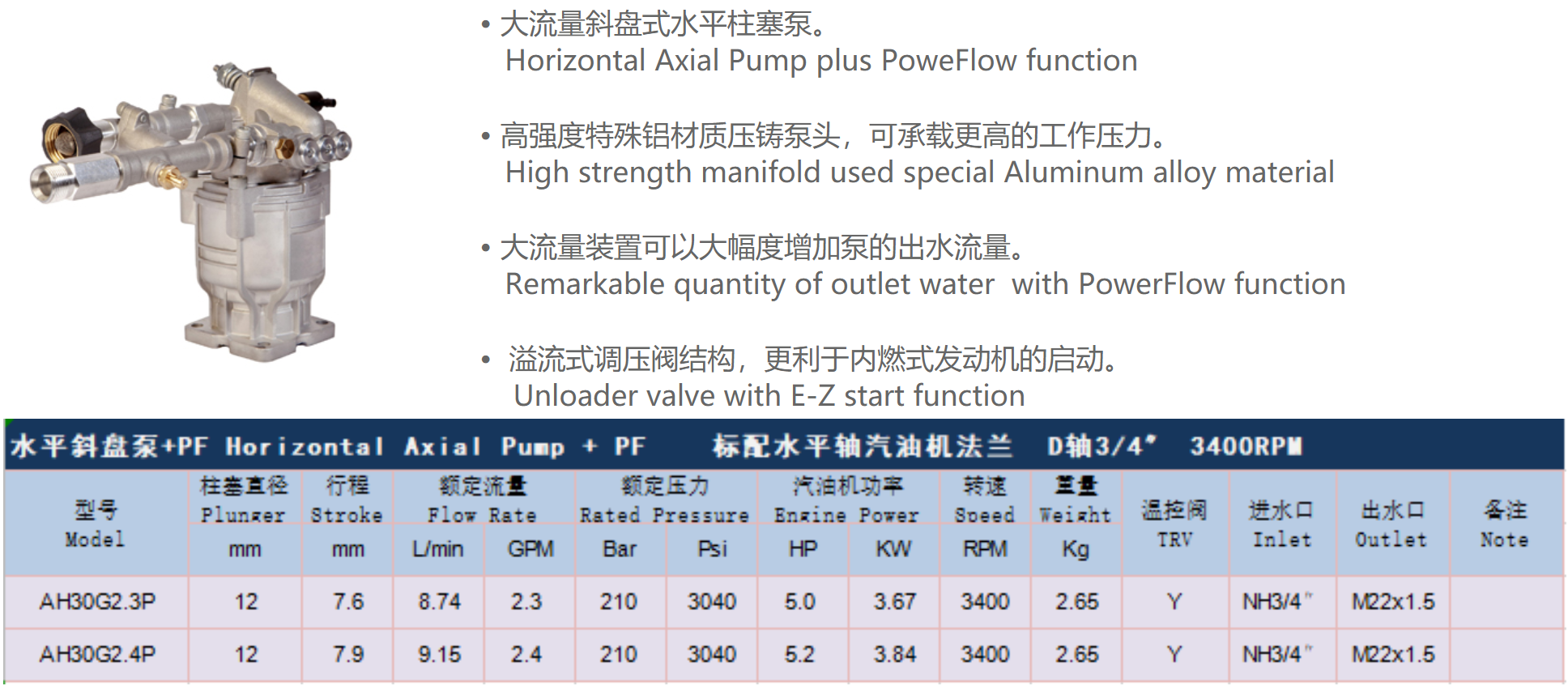 Horizontal Axial Pump plus PoweFlow function