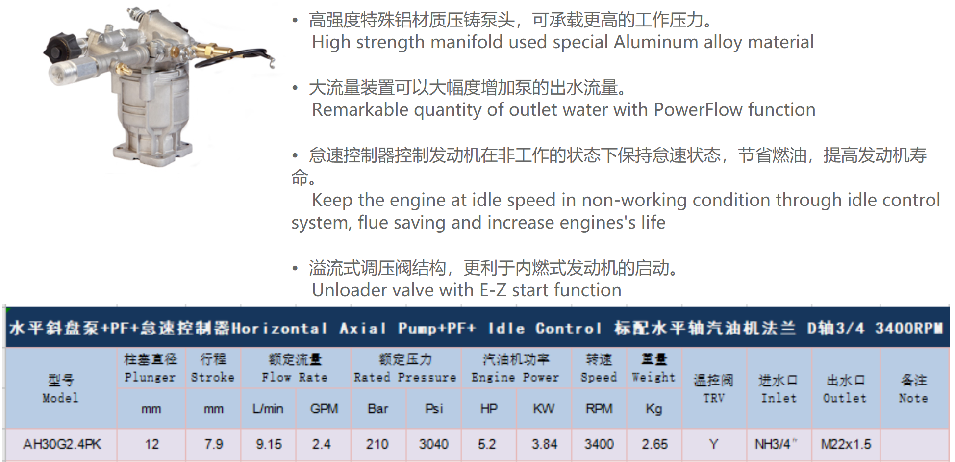 Horizontal Axial Pump plus PowerFlow function