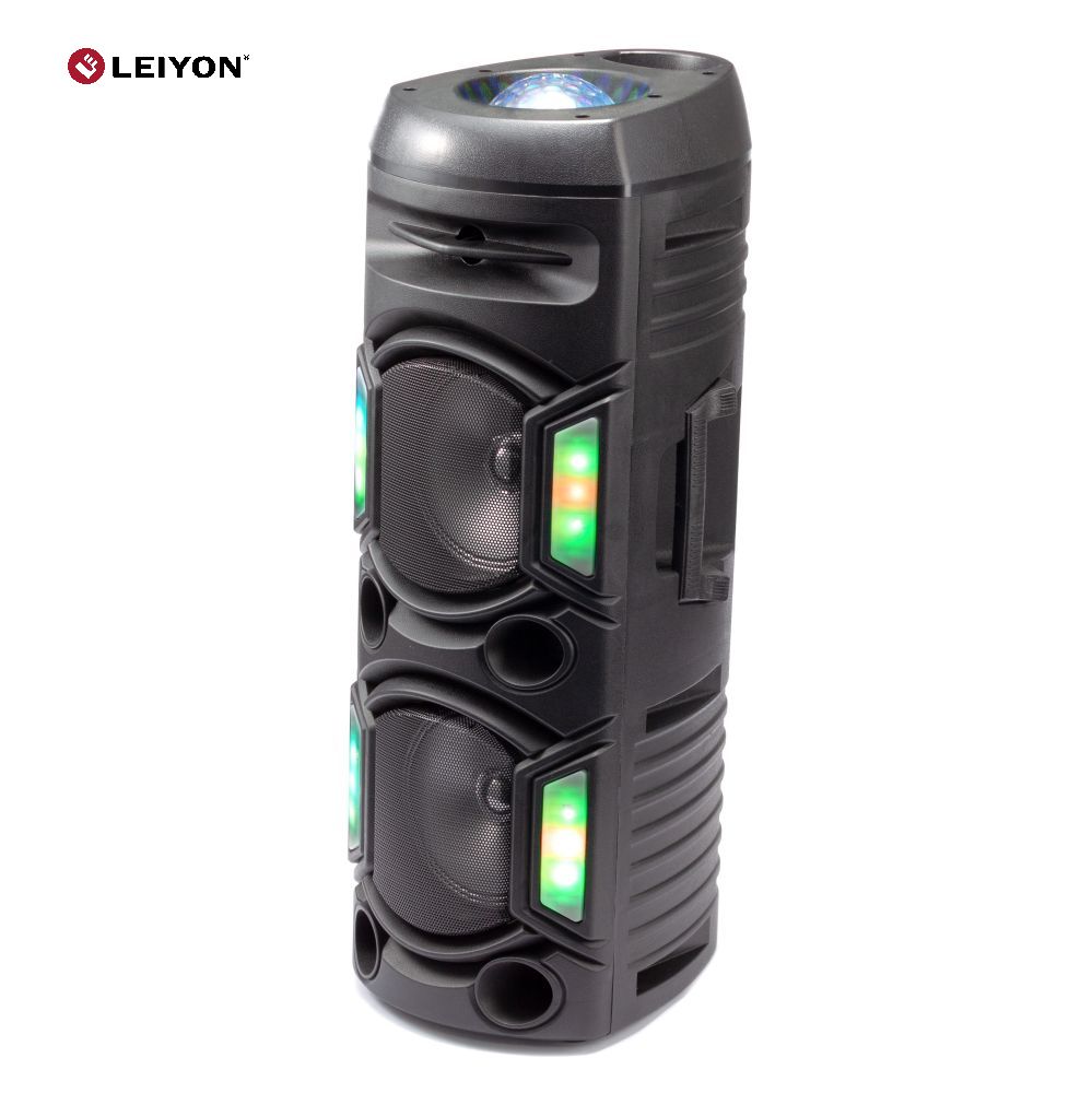 15W Double 8 inch Bluetooth Speaker with LED Light and Disco Ball D08P Wireless Bluetooth PA Speaker