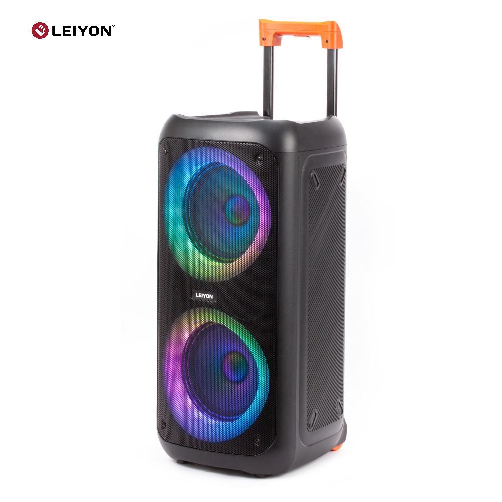 60W Double 8" Bluetooth Speaker D08V Magic Ring LED Light Portable Wireless Bluetooth PA Speaker
