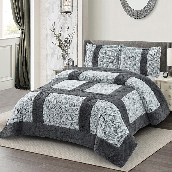 Brushed PV-velvet patch-work comforter