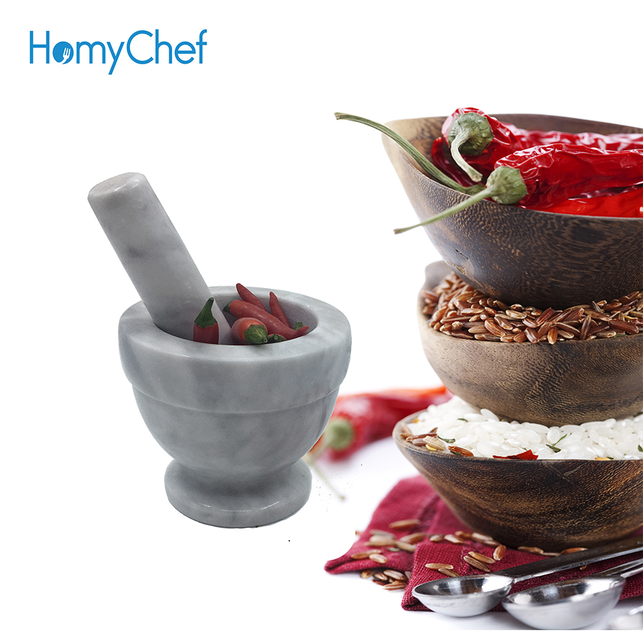 whtie marble mortar and pestle