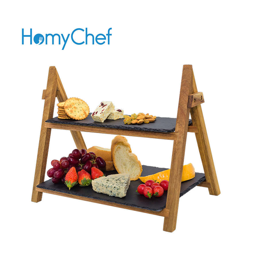 Acacia wood cake stand