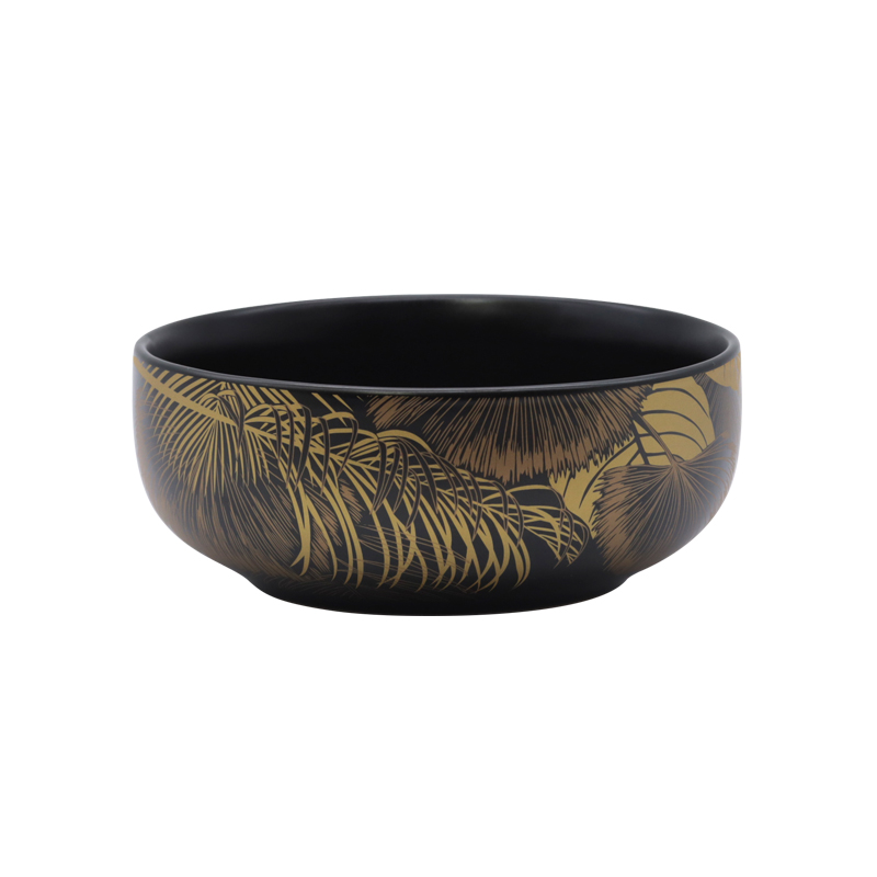 6“ bowl matt black solid color with decal