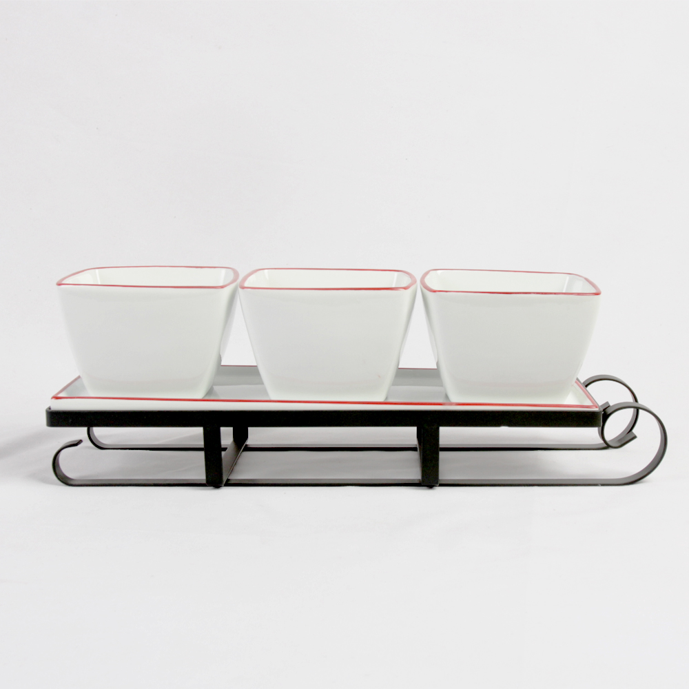 S/3 square bowl and rectangular tray with the meat rack