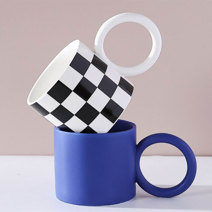 Internet celebrity Klein Blue Cup Ceramic ins wind big ear mug tagi design coffee cup