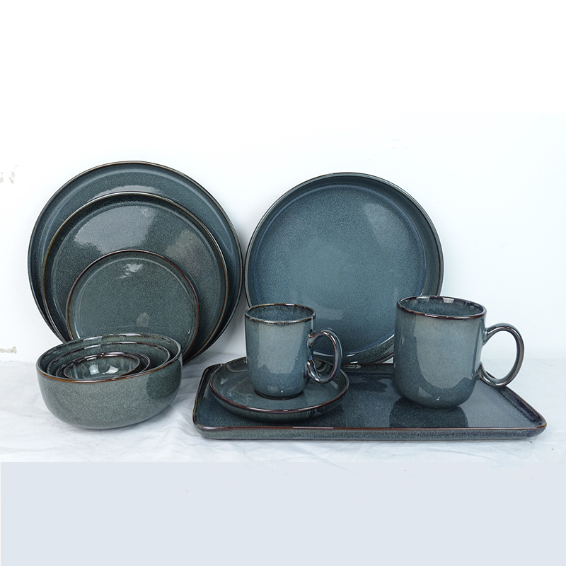 Nordic green reactive glaze dinner ware set