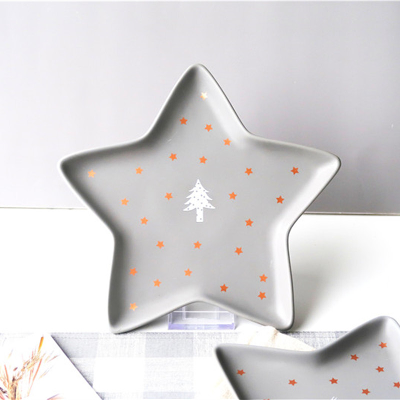 Grey Christmas series tableware set ceramic dinner plate salad plate Salad Bowl Mug