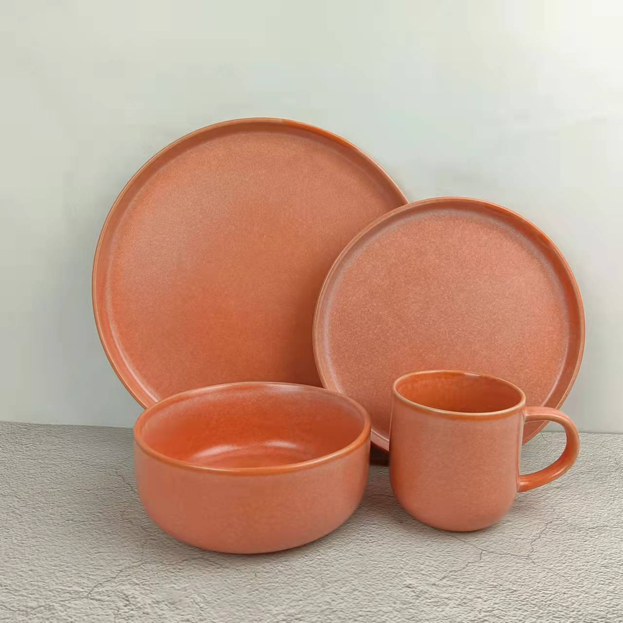 Orange solid or reactive 16 pieces tableware