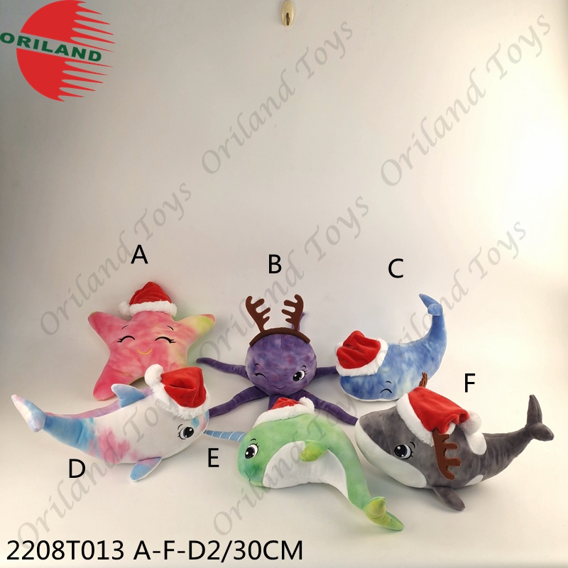 Cute stuffed colorful soft ocean toys custom design Christmas plush toy