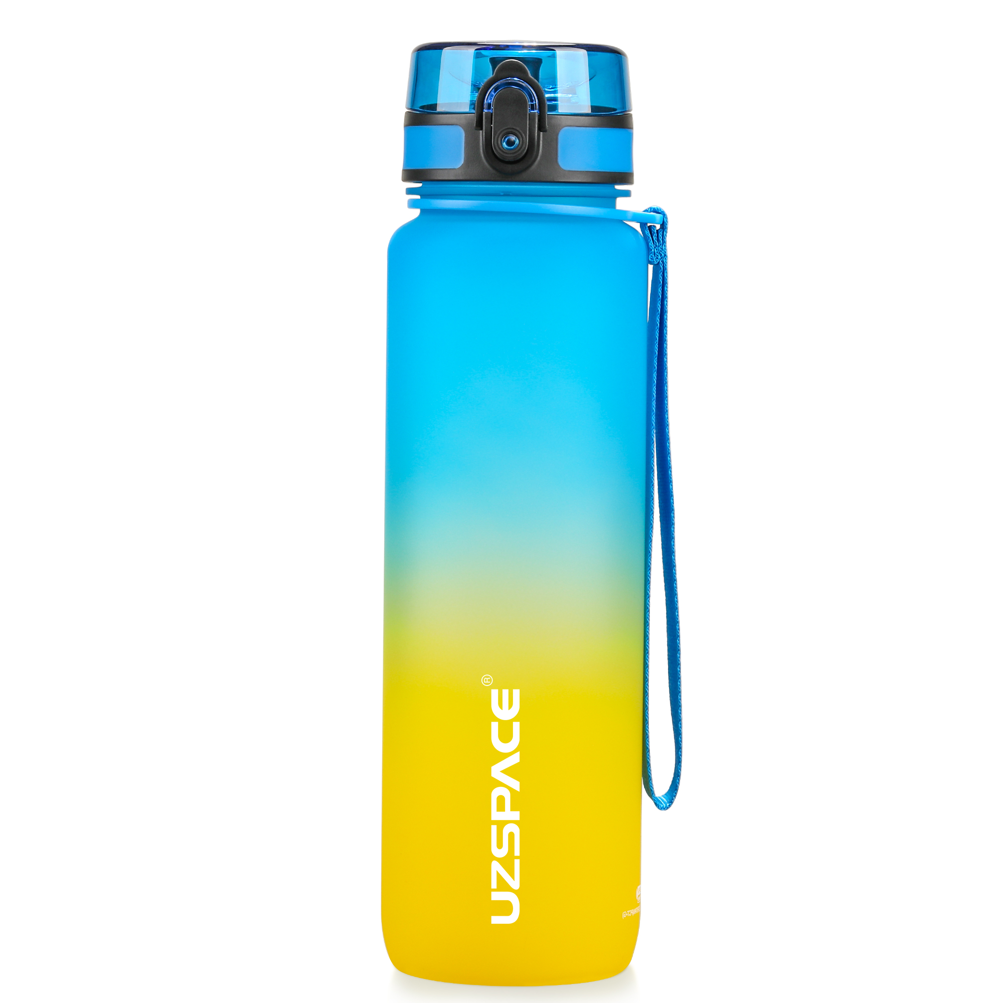 UZSPACE 2022 frosted Gradient Color water bottle 1Ls with wide mouth and rope