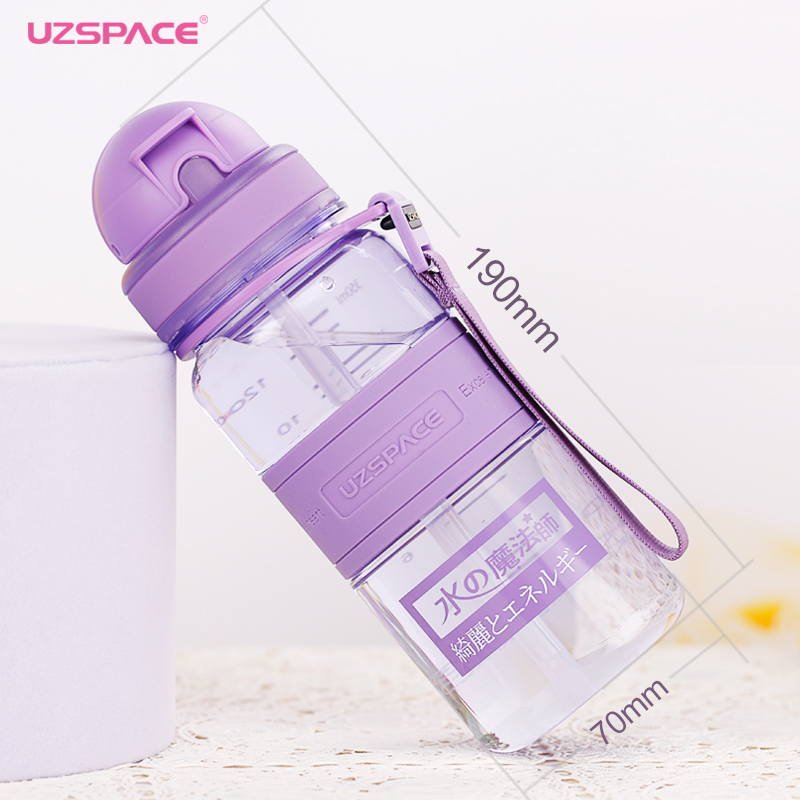 UZSPACE 350ml cute summer kawaii gift kids children bpa free portable leakproof plastic water bottle