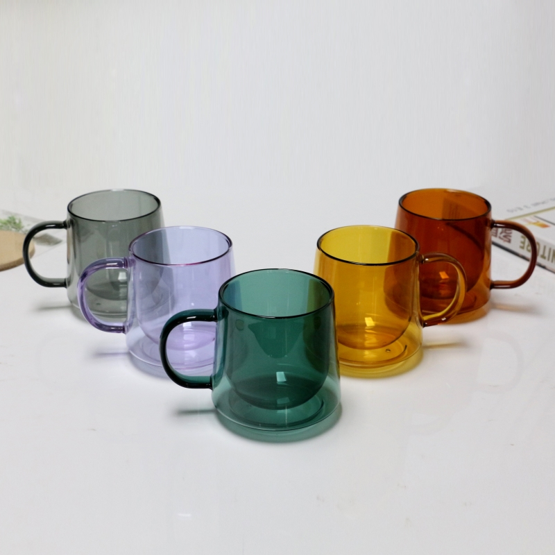 350ml frozen drink glass cups cups high borosilicate glass mug recycled two layers glass cups