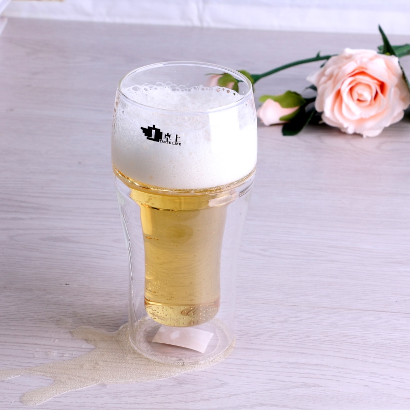 Hand made thermal double wall wine glass cup wine beer cups thick glass for double wall glass