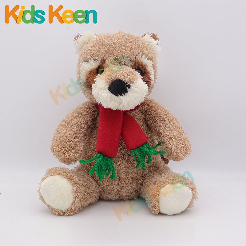 Soft toy animal sitting bear scarf dog christmas fox frog forest animal sloth raccoon
