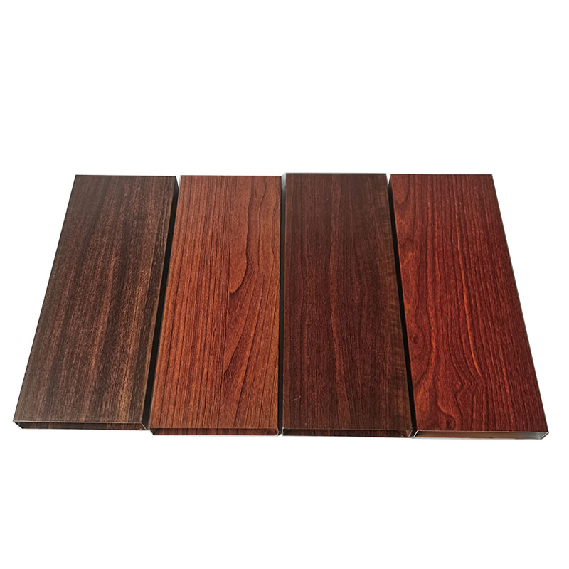 Factory Wood Grain Finish Powder Coated Aluminum Square Hollow Profile Tube For Decoration