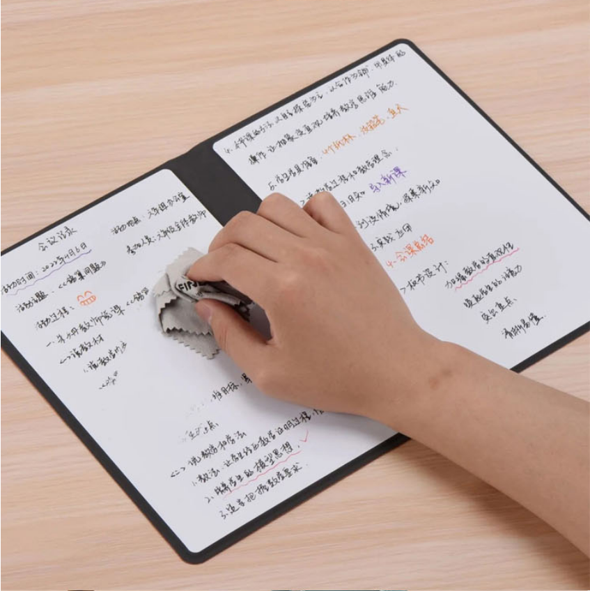 Reusable whiteboard notebook
