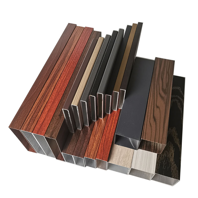 Aluminum Wood Grain Printed Office Partition Profiles Aluminum Square Hollow Tube