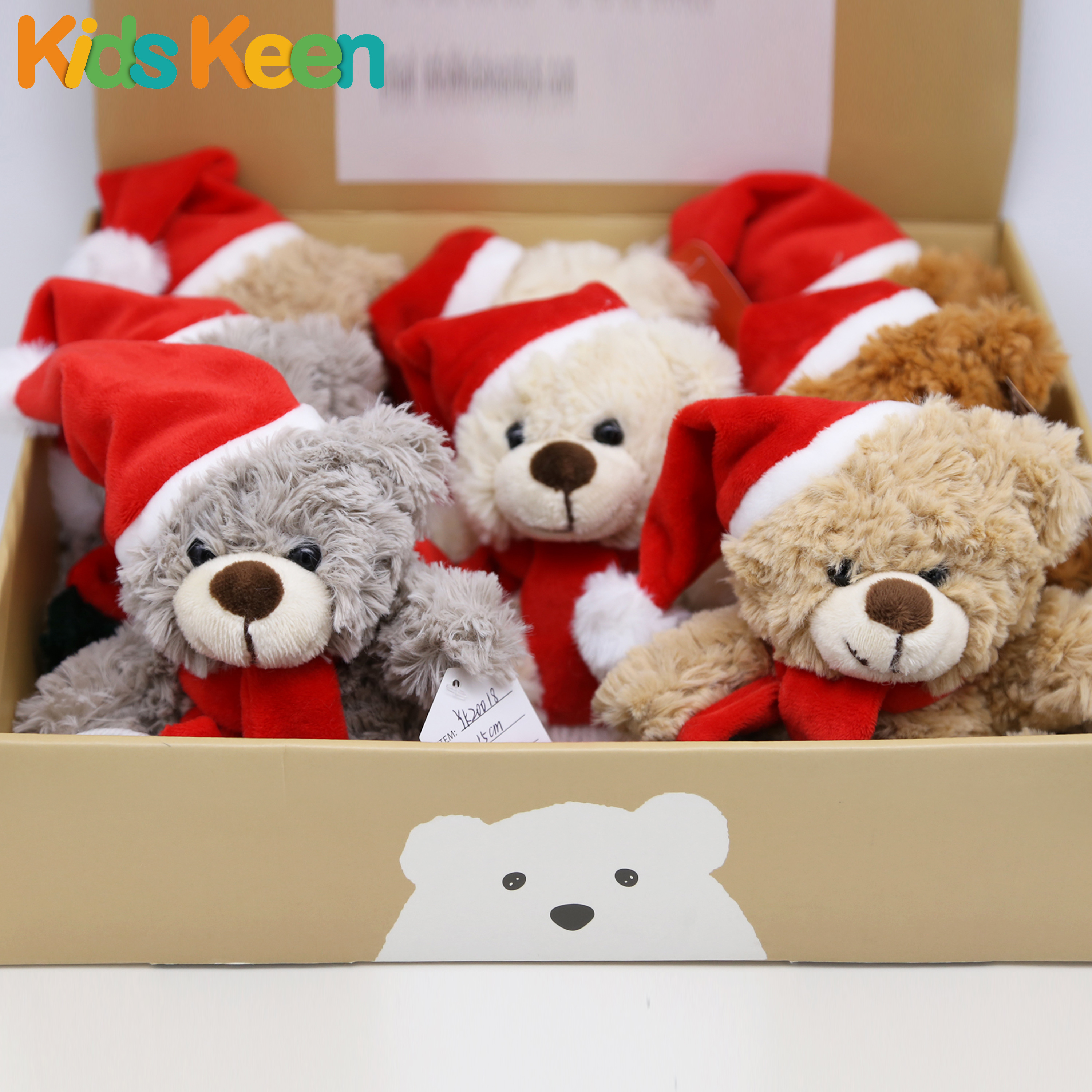 plush toys with hats and scarves for Christmas bear holiday gifts can be customized gift boxes