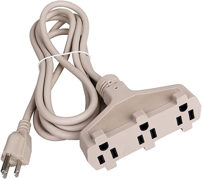 Outdoor Tri-Tap Extension 3 Grounded Outlets, Waterproof 8-Foot Cord, Beige, 8 ft…