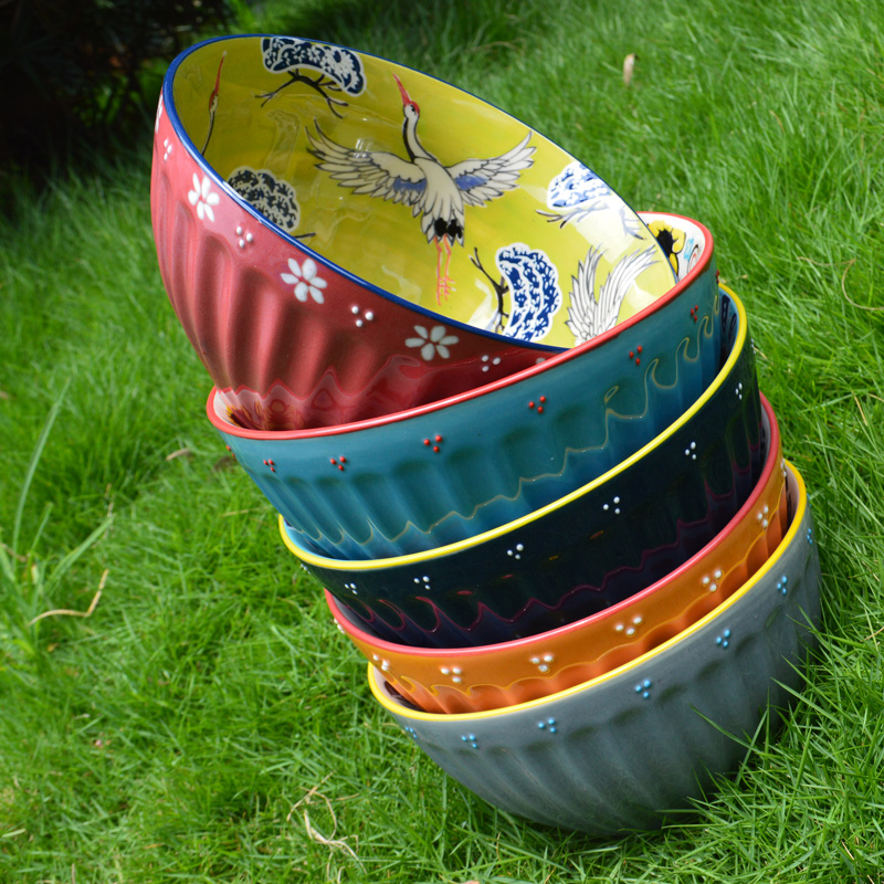 6" ceramic hand painted noodle bowl