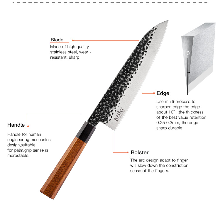 Wholesale kitchen knives with wooden handle high carbon steel high end 8 inch chef knife