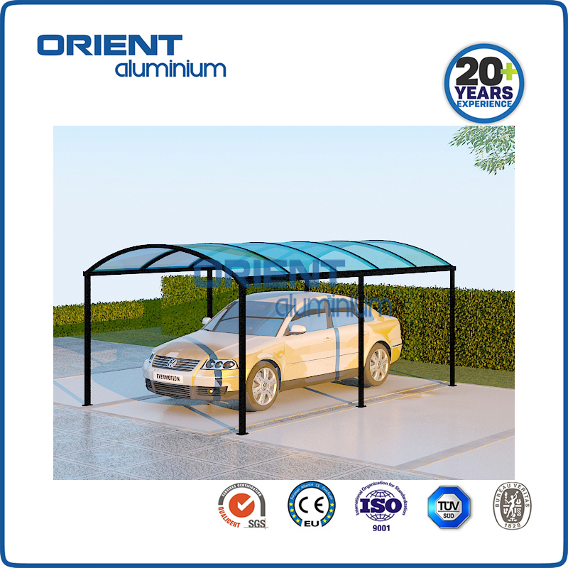 Aluminium carport with high wind load carport design, sunshade system, PC sheet roof carport
