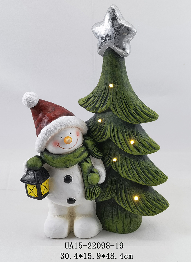 Snowman Santa Claus Ornaments Statue for Christmas Tree Hugger with Lights Vintage Polar Christmas