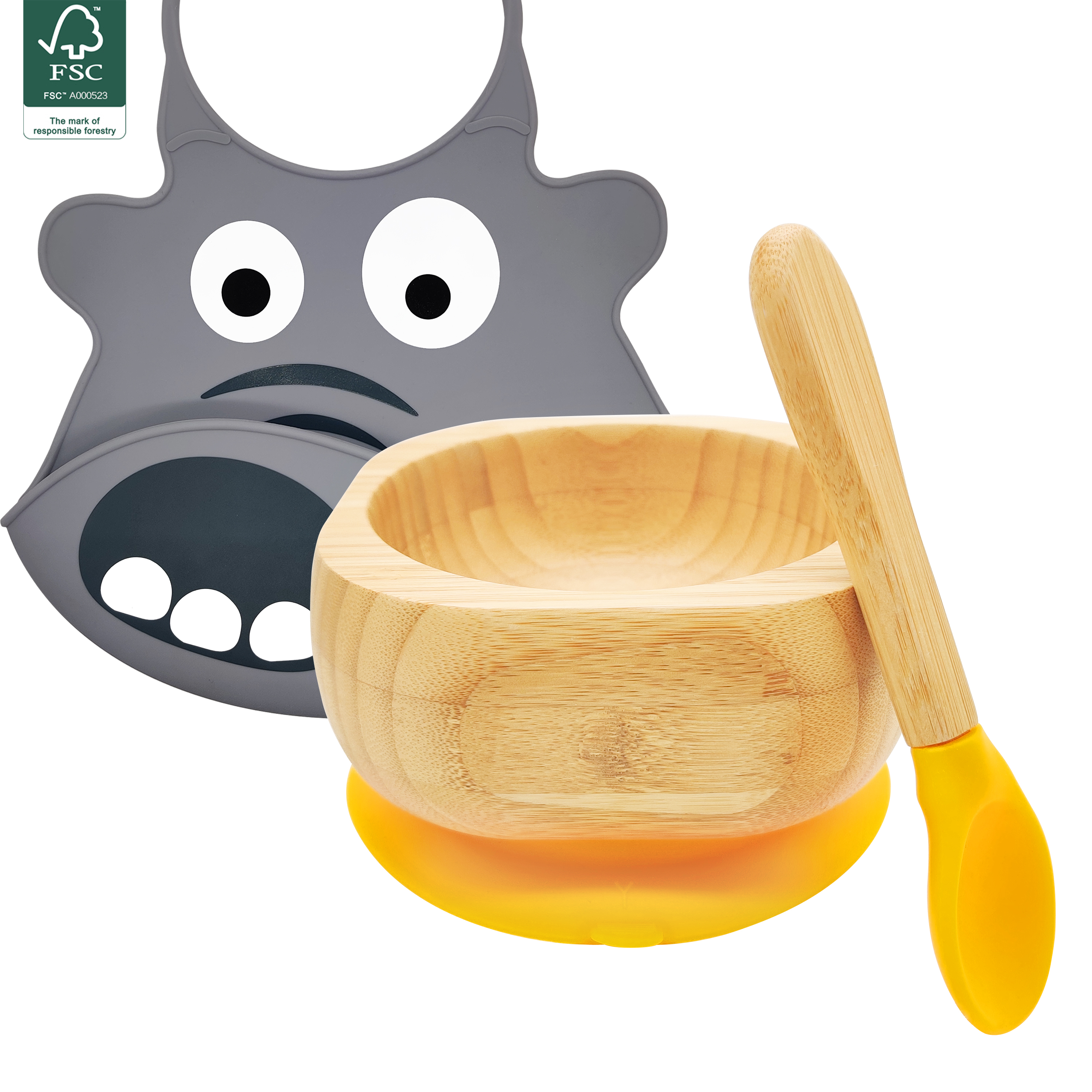 Bamboo square bowl bib set