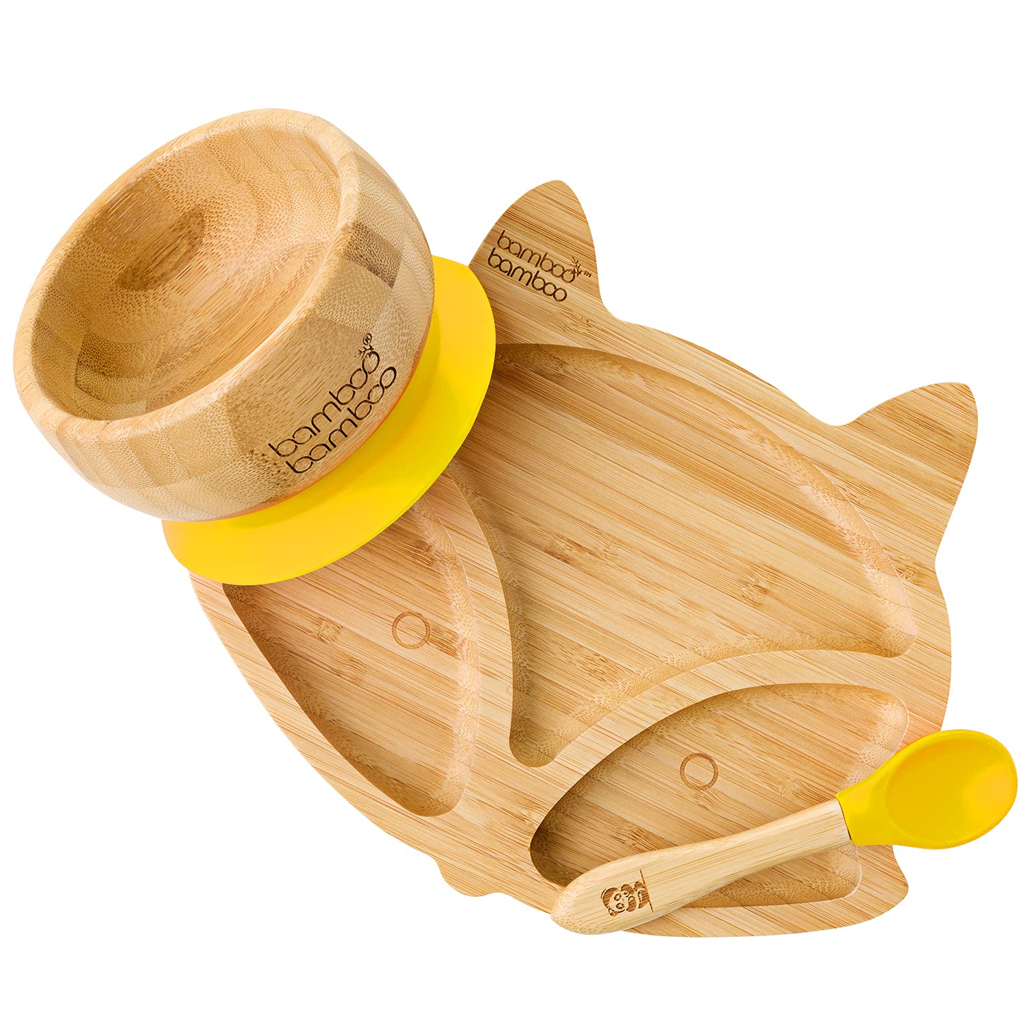 Bamboo fox bowl and plate set