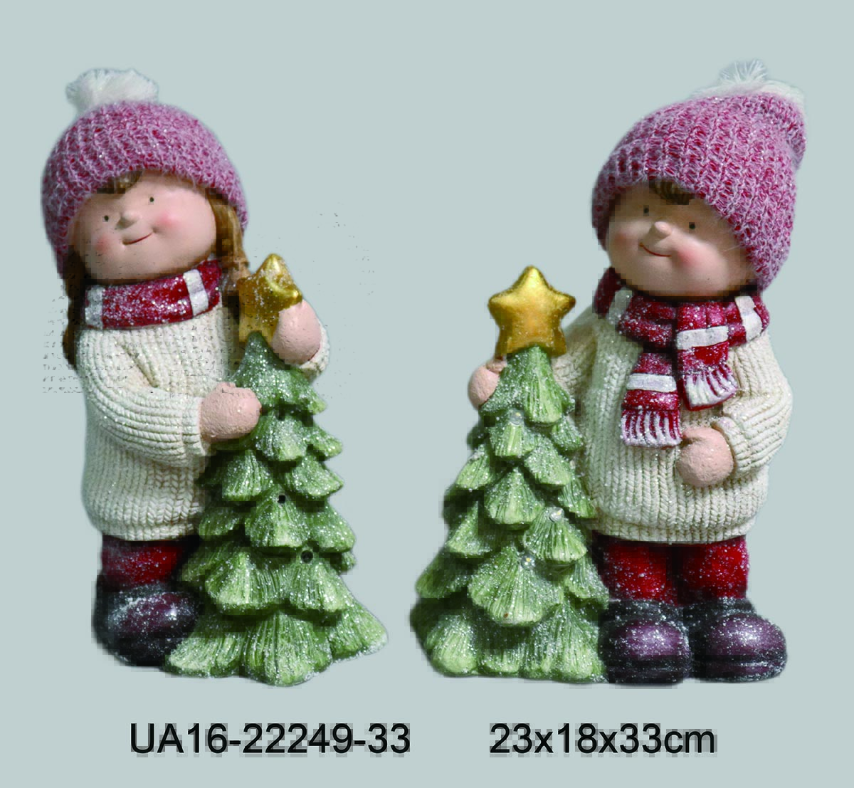 Christmas gifts Cute children,boys and girls holding LED light globe statues,outdoor decoration