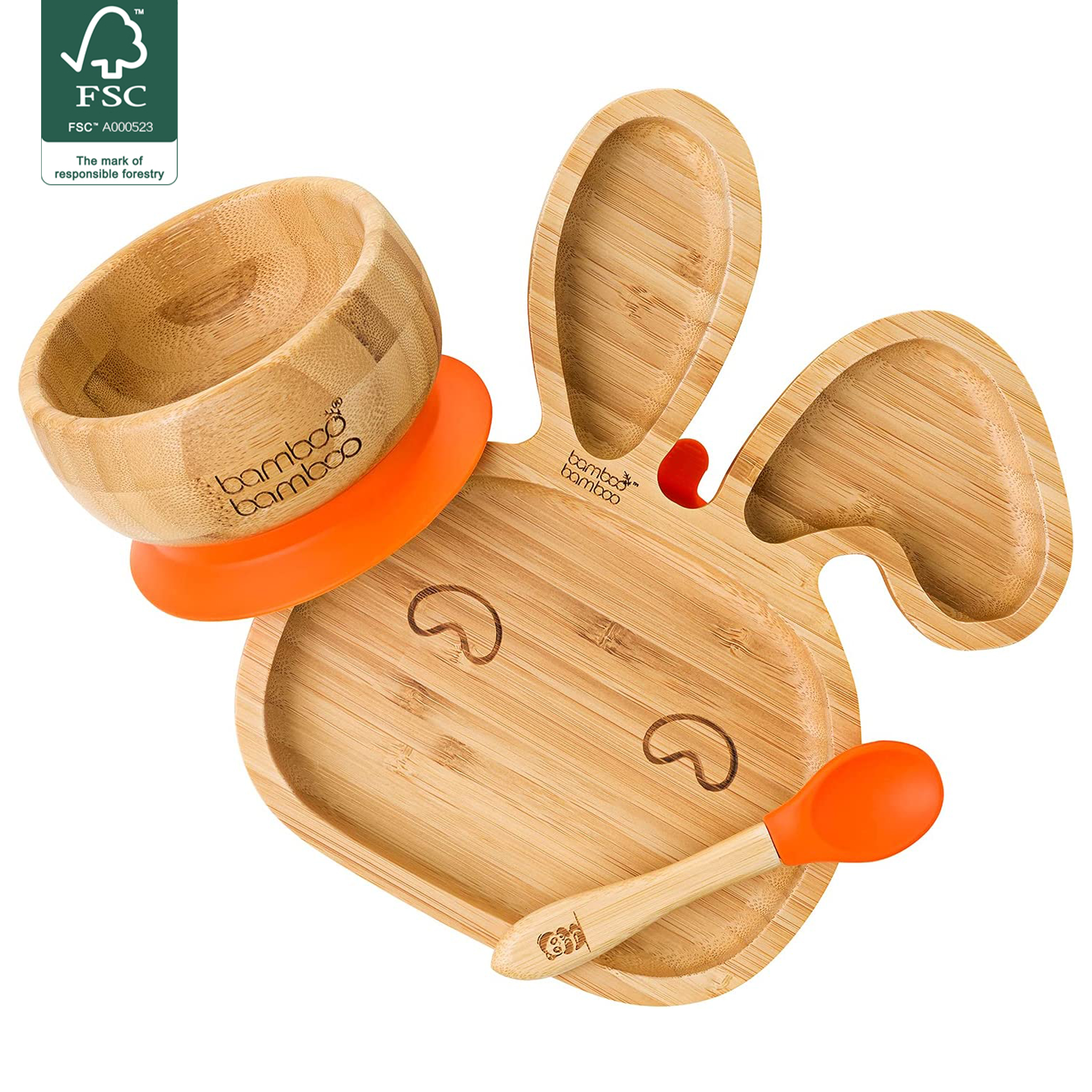 Bamboo baby rabbit bowl and plate set