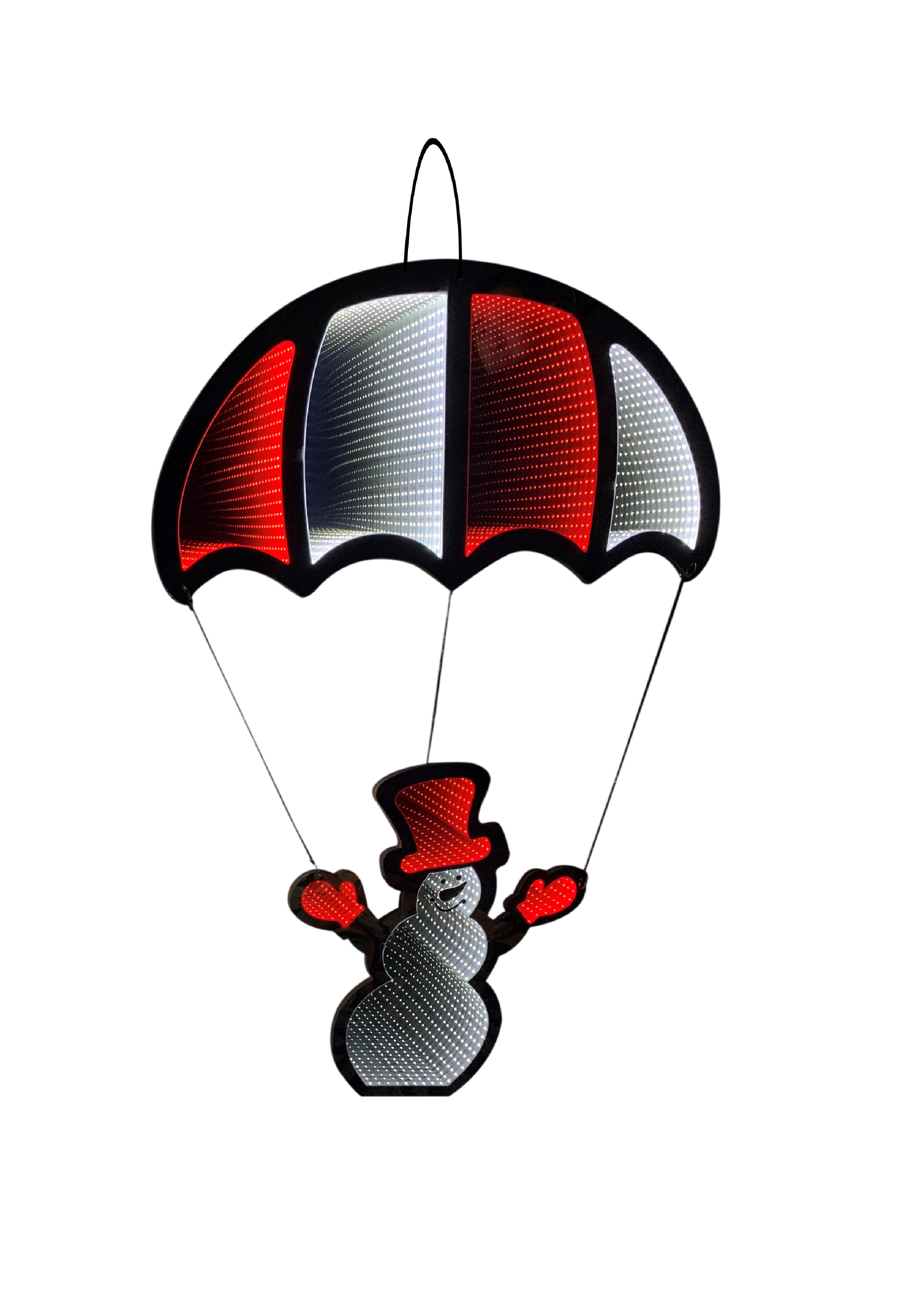 Christmas Lights Hanging Parachute With Snowman