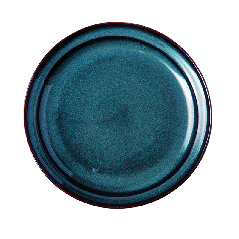 Light Luxury Nordic Retro Reactive Glazed Ceramic Dinner Bowls Plates Set