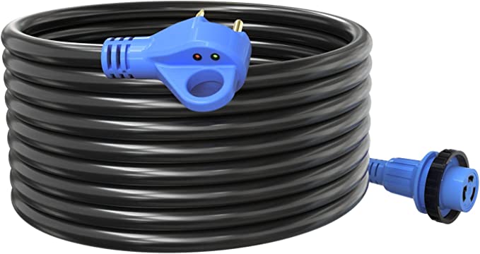 30 Amp 25 Feet RV Extension Cord with Polarity LED Light, Heavy-Duty RV Cord with Twist Locking