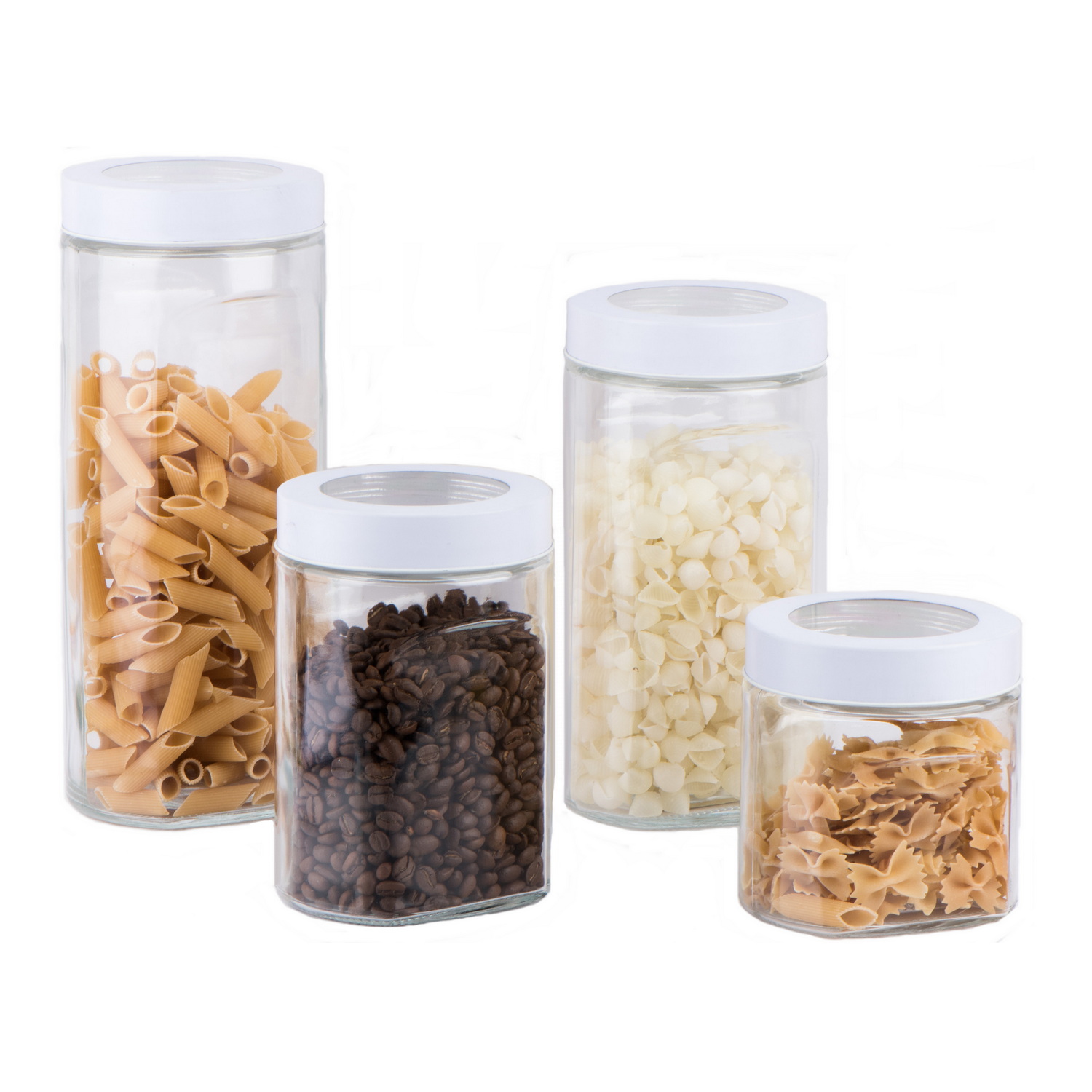 Glass food jar with screw metal lid