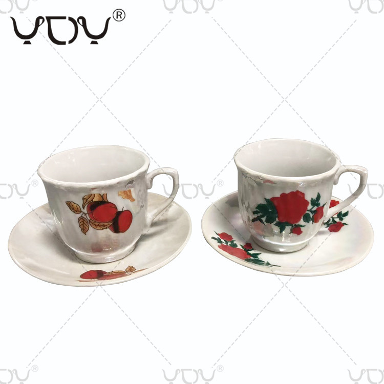 Wholesale price bulk china fine porcelain design custom printed tea cups and saucers