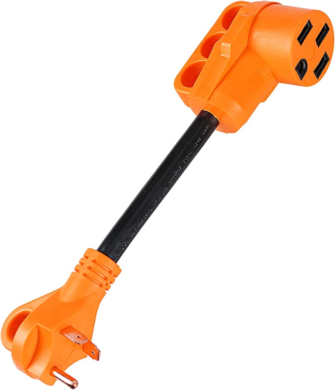 Heavy Duty RV Adapter 30 AMP Male To 50 AMP Female Dogbone Power Cord With Handles Connector, 12Inch