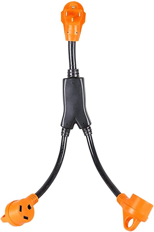 Epicord RV Cord RV Y Adapter Cord 50 Amp Male Plug(14-50P) to 2 Female Connector
