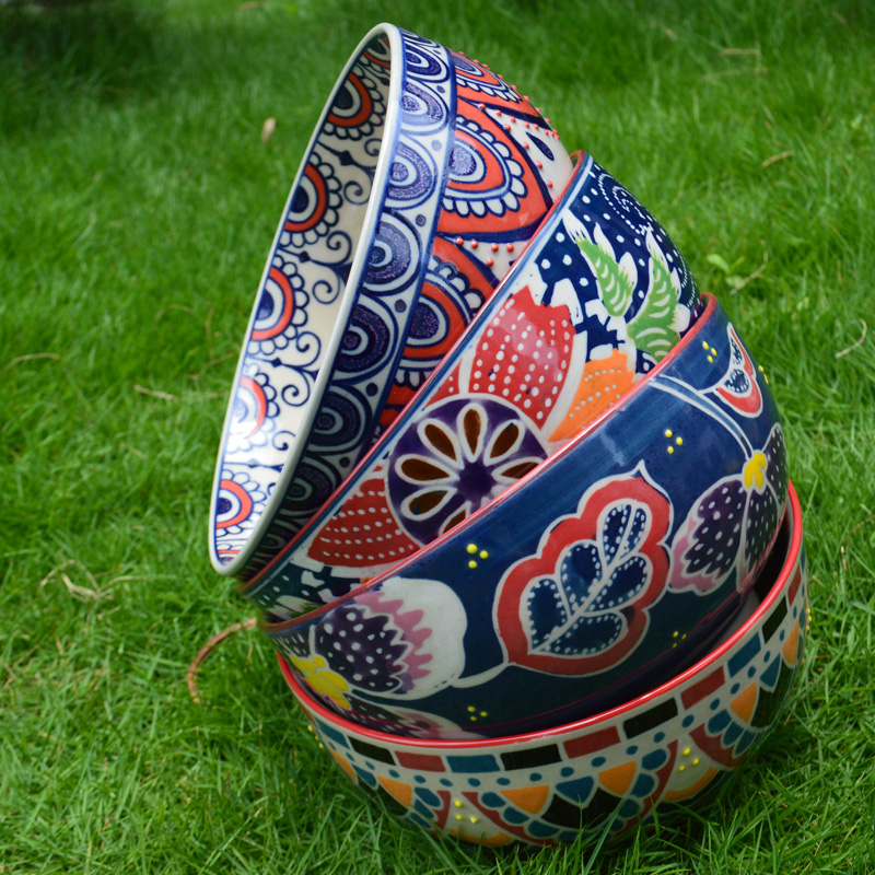 6" ceramic hand painted noodle bowl