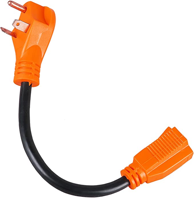 Epicord RV Power Cord Dogbone Adapter, 180 Degree Curved Design 30 Amp Male to 15 Amp Female