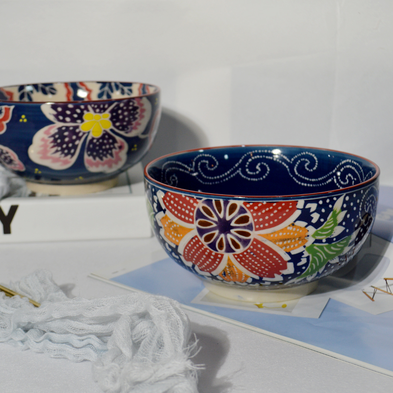 6" porcelain hand painted salad bowl