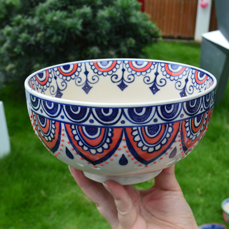 6" porcelain hand painted salad bowl