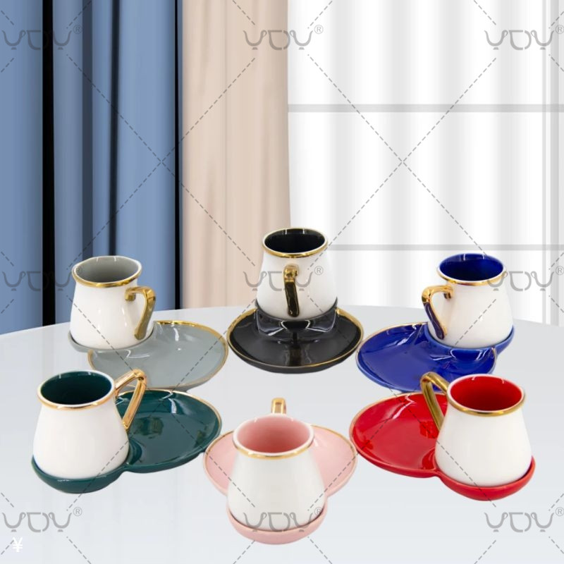 Turkish teacup ceramic gift box turkish arabic coffee 12 pcs cawa cup set with saucer