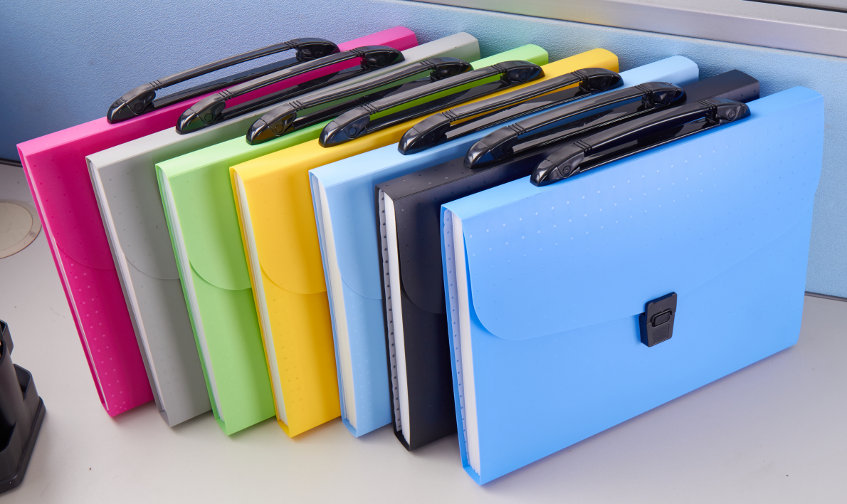 Colorful dot A4 expanding file with black handle