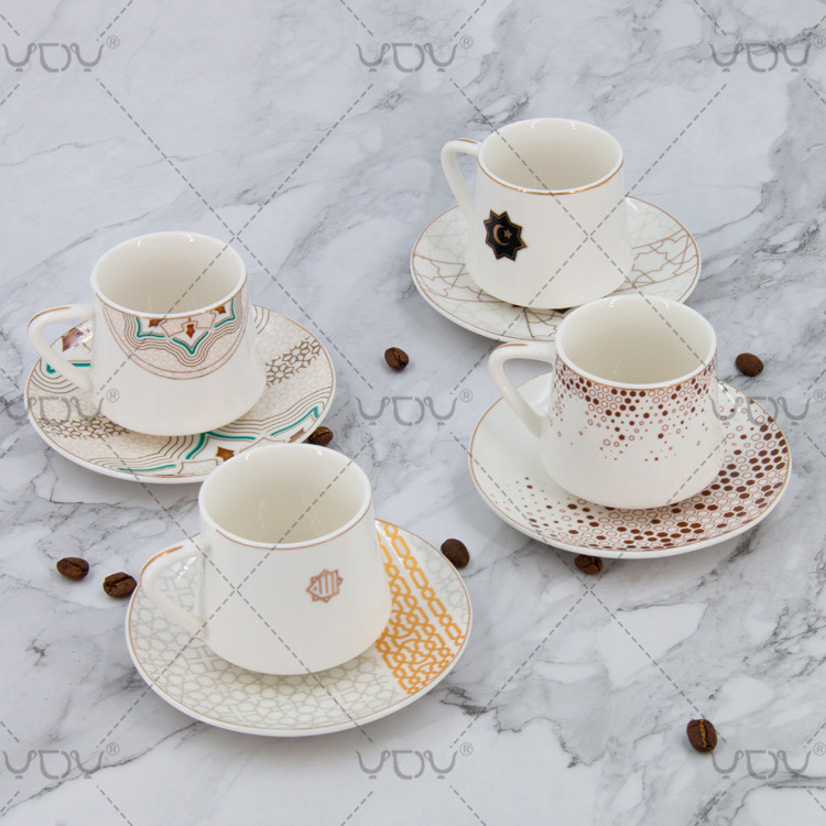 Custom design logo sample fine porcelain 90cc new bone wholesale tea cups and saucers