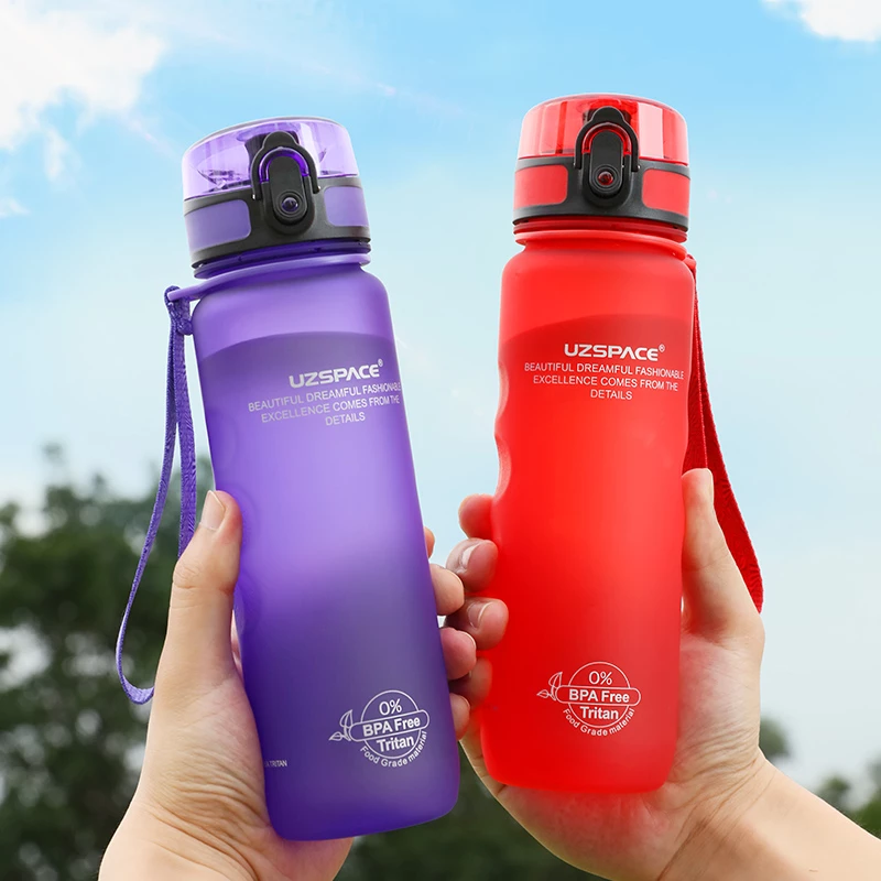 UZSPACE latest 500ml fancy portable student school plastic water bottle with Flip Top Lid for sports